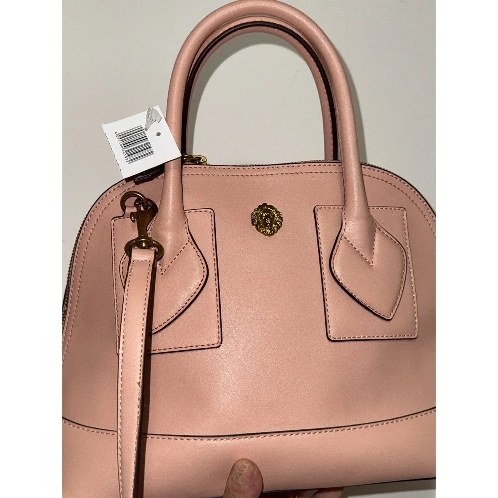 anne klein blush pink satchel handbag Gold Hardware Detachable Crossbody Strap